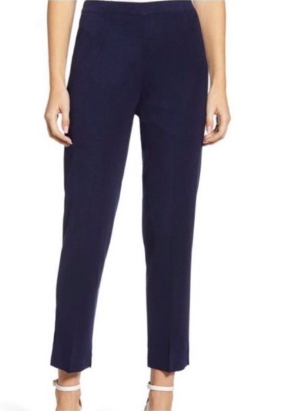 Ming Wang Navy Blue Knit Pull On Straight Leg Dress Pants Size Medium career